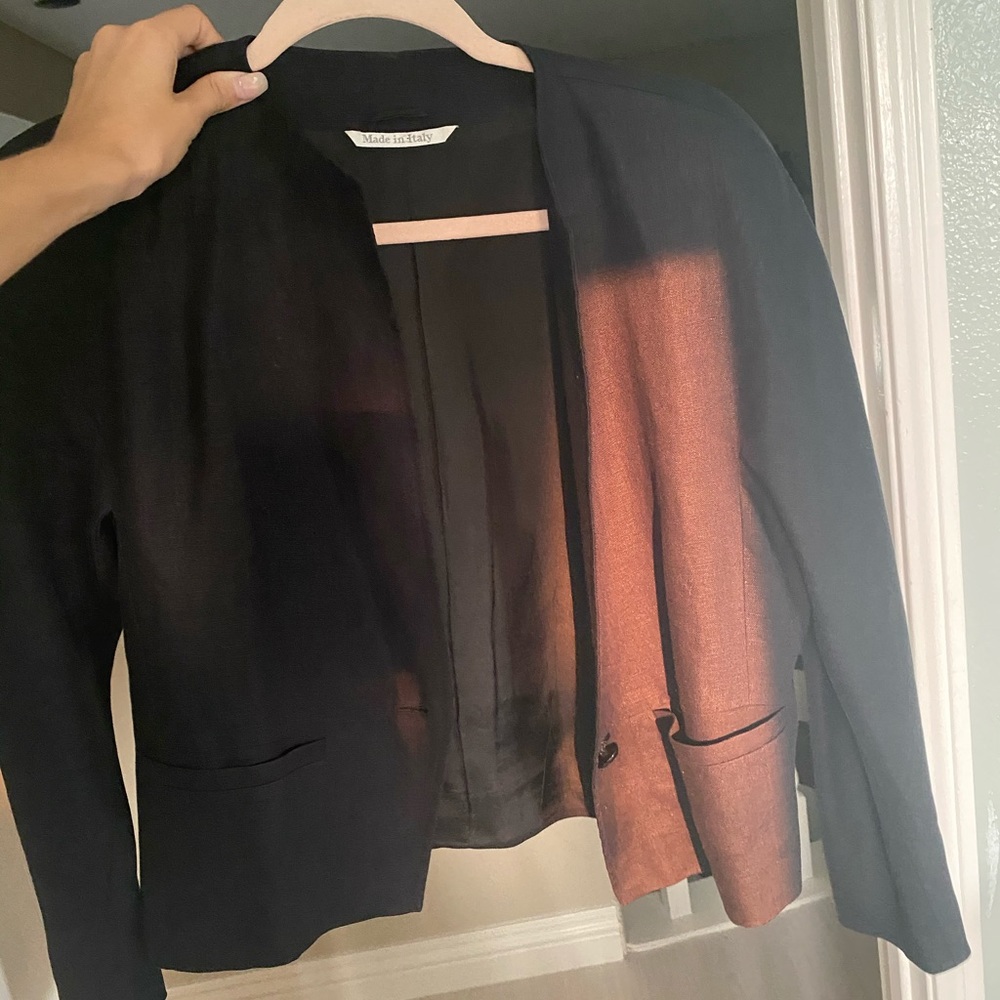 MAXMARA 100% linen one button blazer in black